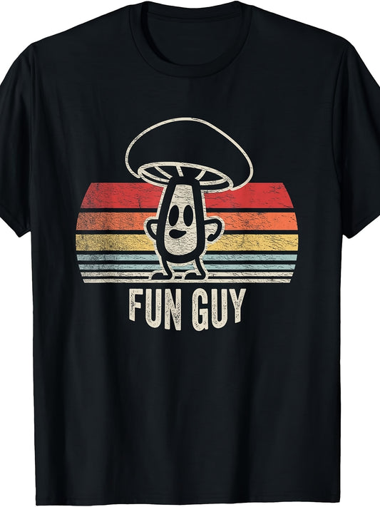 Retro Mushroom Humor Tee for Men And Women, 2025 Summer Short-Sleeve Shirt, 220G