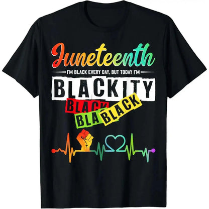 100%25 Cotton Juneteenth Blackity Heartbeat Black History African America T-Shirt