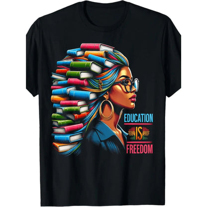 100%25 Made in the USA U.S.A., 180 grams of education is free, black teacher books, black history month t-shirt