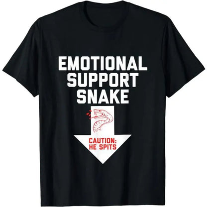 Men's Crude Humor Inappropriate Emotional Support Snake Graphic T-Shirt - Shortleeve, Round Neck, Loose, Soft Simple Cotton Fabric, Casual Streetwear Style Sports Top, Shortsleeve