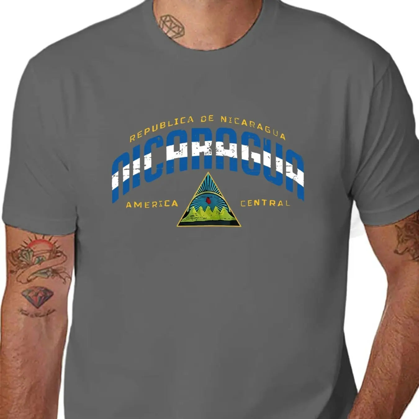 Men'S Casual "Republica de Nicaragua" Graphic T-Shirt - Short Sleeve, Round Neck, Lightweight & Breathable, Ideal for Summer & Spring Outdoor Activities, Outdoor Clothing | Graphic Tee | Comfortable Fit, Nicaragua Shirt