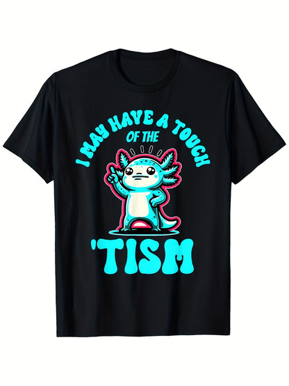 Funny Autism Awareness T-Shirt - "I Might Have Some Autism Traits" Slogan & Giant Lizard Graphic, Unisex Adult Casual Tee with Puzzle Piece Design, 220gsm Heavyweight Cotton, Regular Fit, Machine Washable, Neurodiversity Apparel for Men & Women, Retro Sty