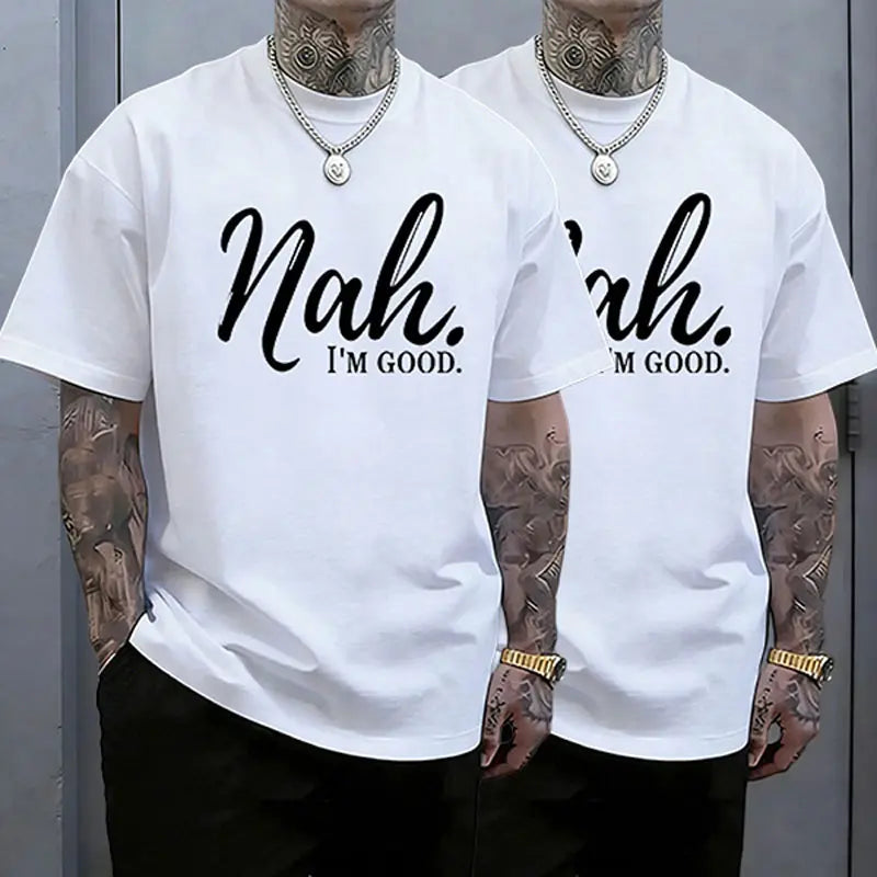 Men’s 100%25 cotton loose street-style T-shirt with a satirical humor graphic print—a trendy urban casual short-sleeve top, a best-selling funny and ironic fashion piece. tiktokshopspringglowup,father'sdaygifts