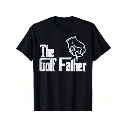 Funny Golf Father T-Shirt - "The Golf Father" Graphic Tee - Soft Breathable Cotton Shirt For Golf Dad - Black With White Print - Father'S Day,