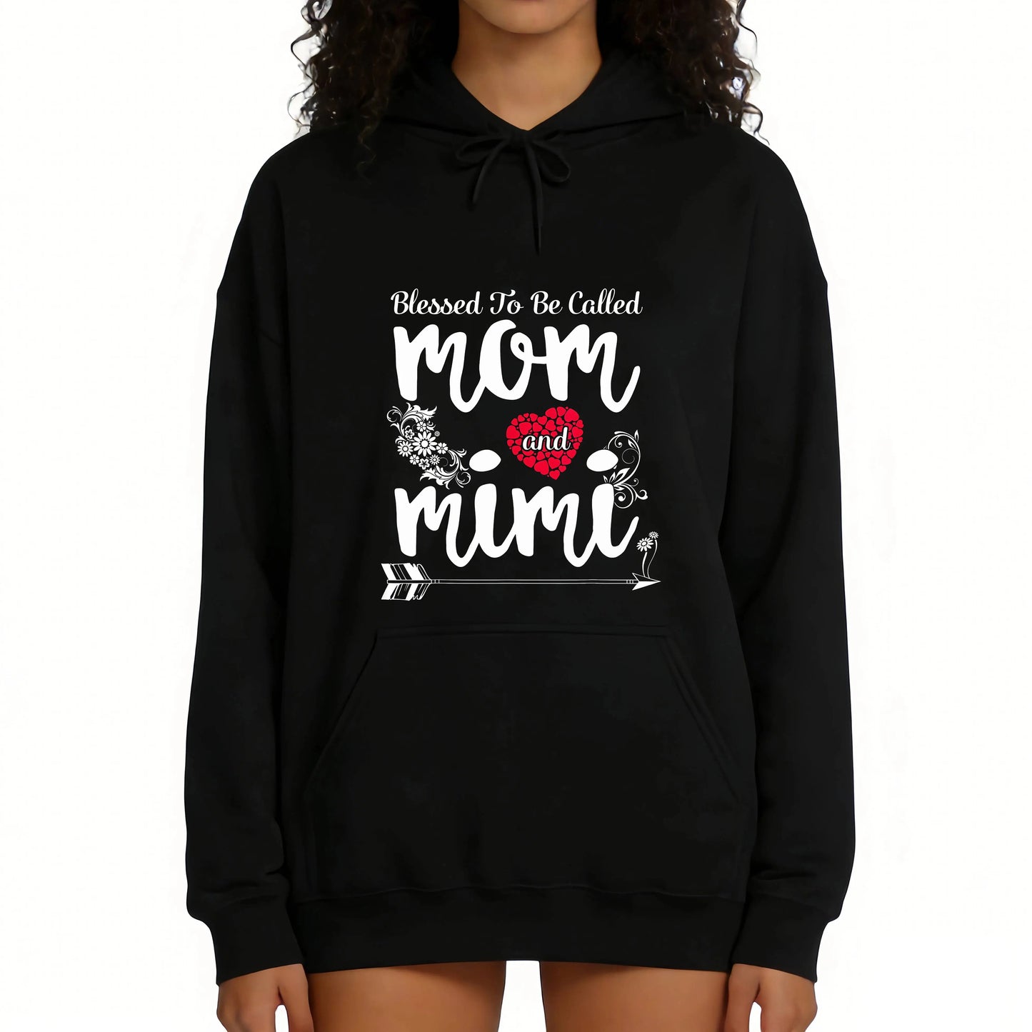 Called Mom And Mimi'S Blessing - Ladies Casual Pattern T-Shirt, Heart And Floral Design Short-Sleeve Top, Perfect Mother'S Day Gift for Spring And Summer, Daily T-Shirt| Loose Fit T-Shirt| Glossy Finish, Mother'S Day Gift for Mom