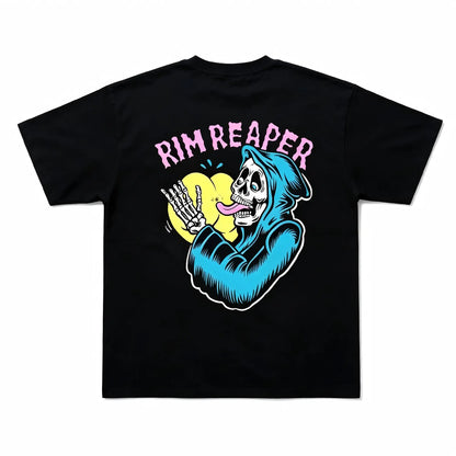 RIM REAPER Skull Graphics Mens Short-Sleeve Round Neck Streetwear T-Shirt - Soft Comfortable Fabric, Black Print, Casual Sports Top Apparel