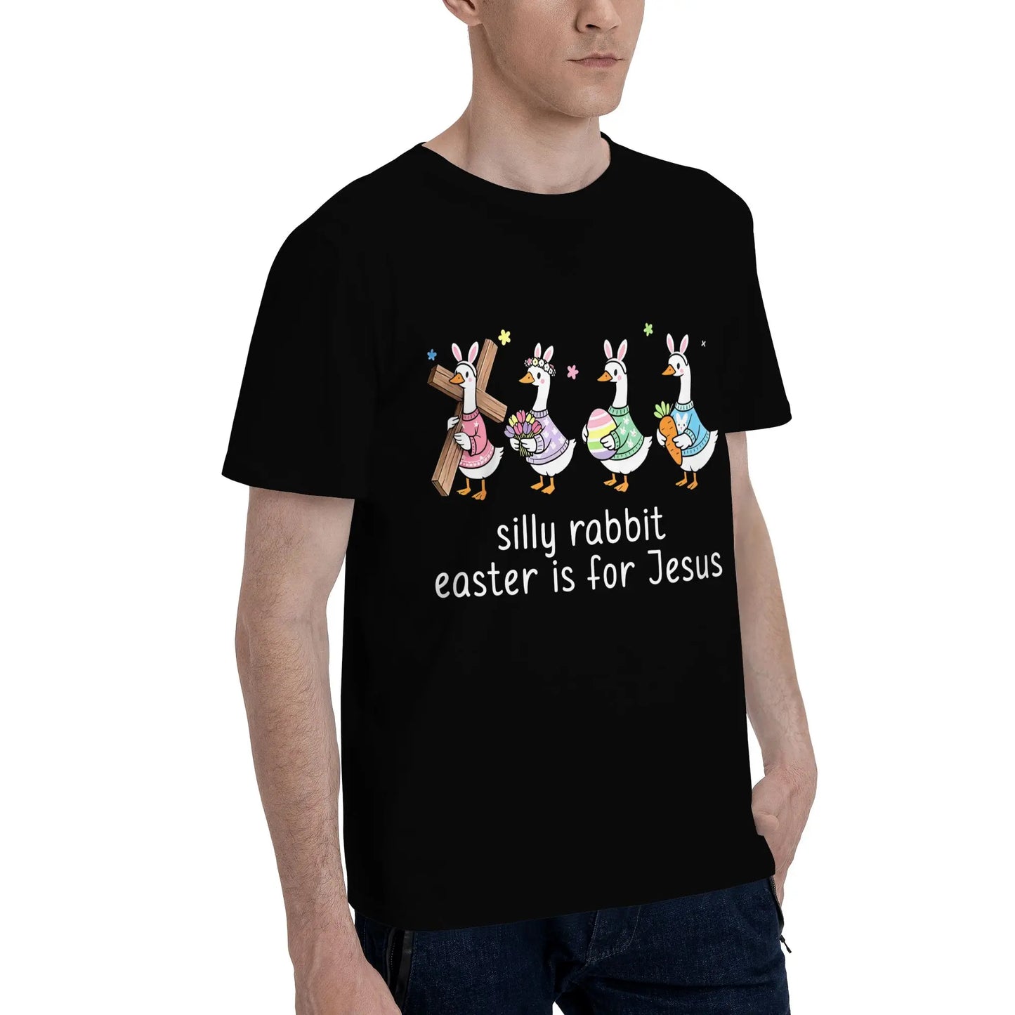 Religious Easter T-Shirt |   Silly Rabbit Ducks Holding Cross & Eggs Gift