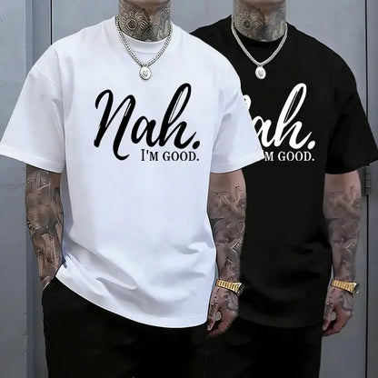 Men’s 100%25 cotton loose street-style T-shirt with a satirical humor graphic print—a trendy urban casual short-sleeve top, a best-selling funny and ironic fashion piece. tiktokshopspringglowup,father'sdaygifts