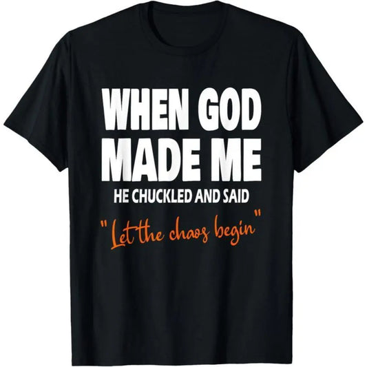 Men's Casual Short-Sleeve Round Neck Loose Cotton Graphic Tee - Soft Simple Fabric Top for Christian Apparel Lovers, Sports Wear with 'When God Made Me He Chuckled' Print, Casual Graphic Tee, Shortsleeve