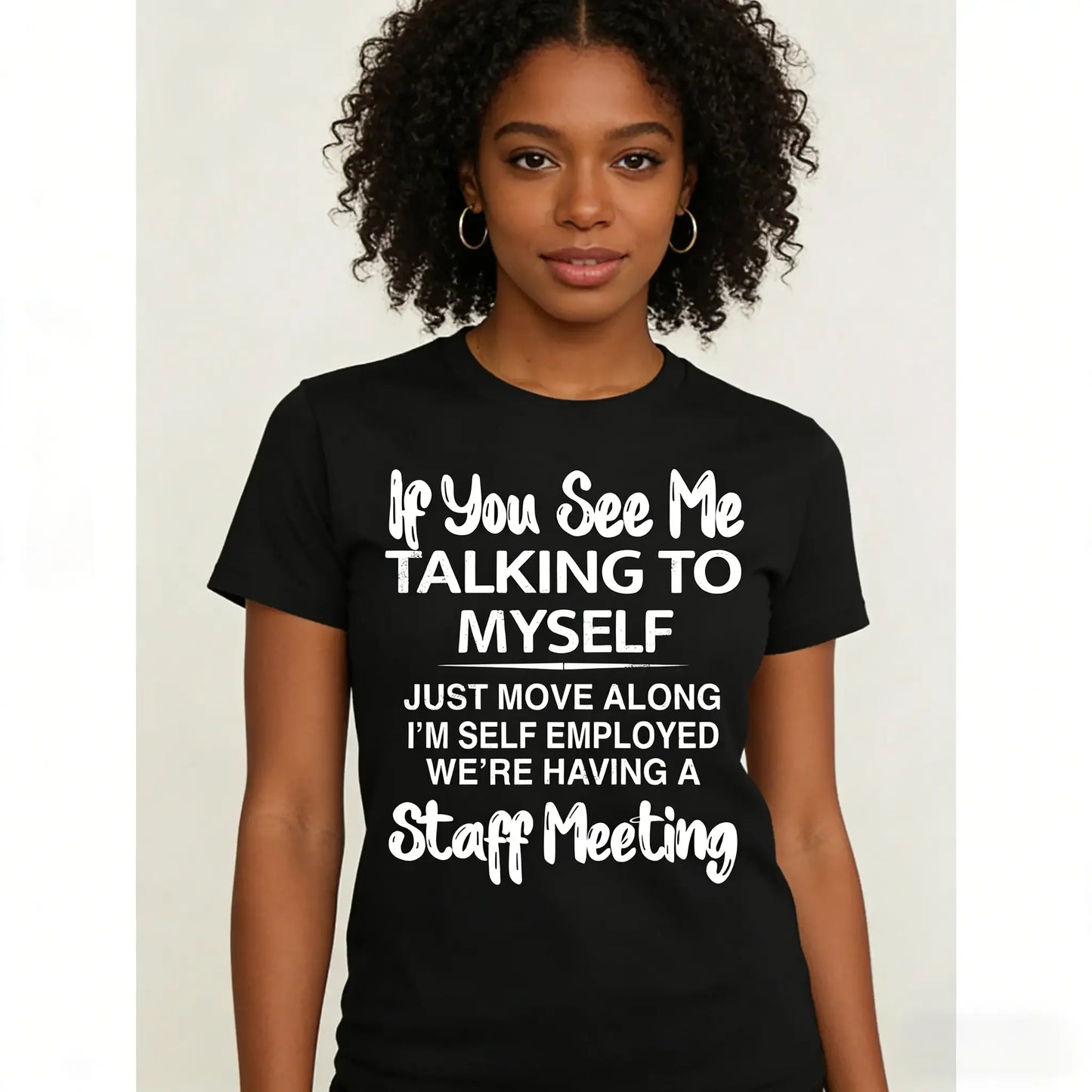 Plus Size Men's Short Sleeve Graphic Print "If You See Me Talking to Myself" T-shirt for Summer, Outdoor Sports Tees