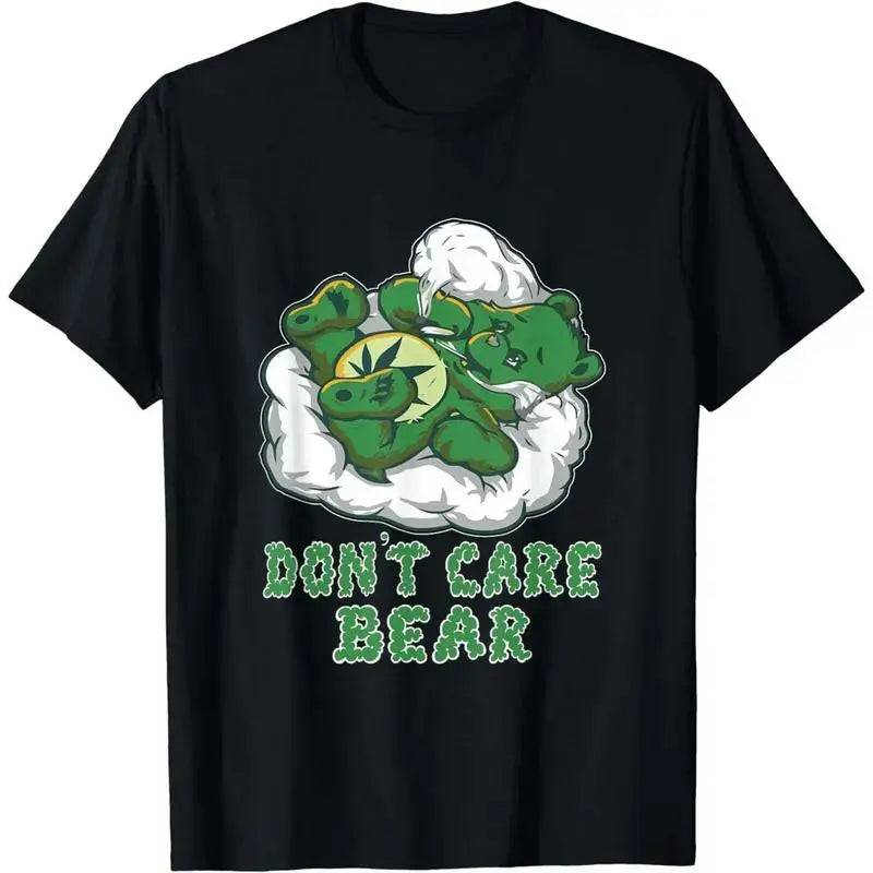 100%25 Cotton Short Sleeve Funny Bear Smoking Weed Cannabis Marijuana 4:20 Stoner Gift T-Shirt for Men Women