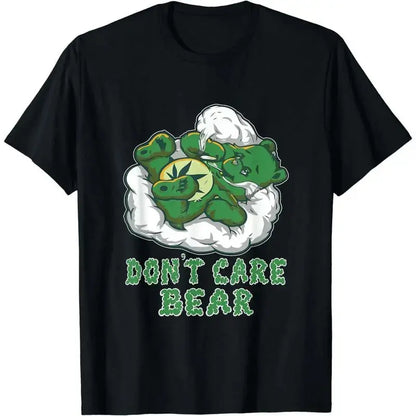 100%25 Cotton Short Sleeve Funny Bear Smoking Weed Cannabis Marijuana 4:20 Stoner Gift T-Shirt for Men Women