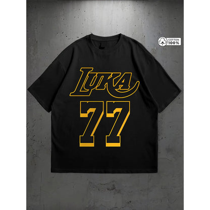Basketball Icon Graphic Tee - LUKA Sleeveless Top, Breathable Cotton Sportswear for Training & Casual Fans
