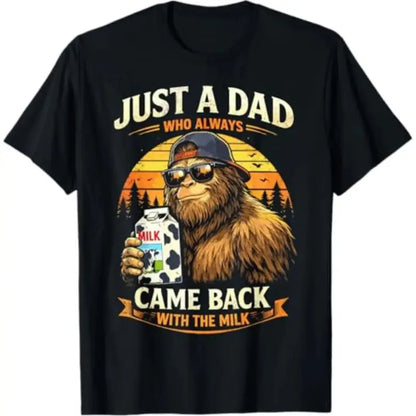 Humorous Bigfoot Milk Dad T Shirt Vintage Sunset Graphic Tee Sarcastic Came Back With The Milk Bigfoot Dad Shirt