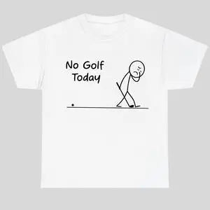Men's Short-Sleeve Round Neck Graphic T-Shirt - Soft Loose Cotton Shortsleeve Top, Simple Sarcastic "No Golf Today" Print, Casual Sports Weekend Gift Casual T-Shirts
