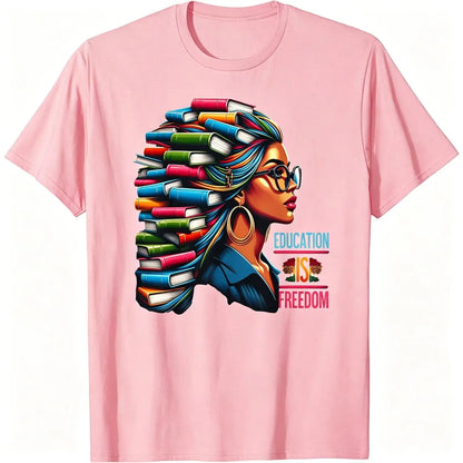 100%25 Made in the USA U.S.A., 180 grams of education is free, black teacher books, black history month t-shirt