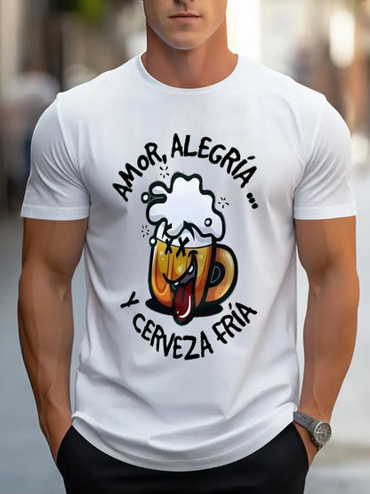 Men Casual Short Sleeve Tee 1 Pcs 100% Heavy Cotton - Comfortable Crew Neck, Soft Adorable Tees Tops