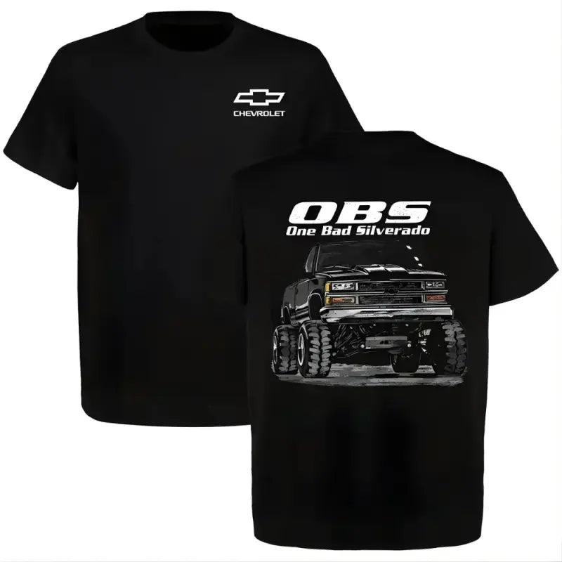 Classic Chevrolet OBS Silverado Graphic T-Shirt, One Bad Silverado Lifted Truck Print Design, Retro Pickup Car Themed Tee, Casual Unisex Streetwear Top, Ideal Wear For Truck Lovers And Auto Enthusiasts