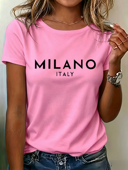 Summer New Letter Pattern Printed Round Neck Regular Short Sleeve T-Shirt