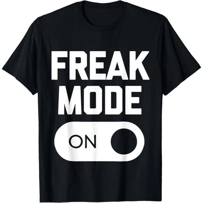 FREAK MODE ON - Funny Power Button Freaky Viral Slang Meme T-Shirt Summer Gift Casual Shirt Men Graphic Cotton Tee Menswear Soft Comfy Crewneck Streetwear Top Breathable Shortsleeve Y2K Hip Hop Bunny Graphic T-Shirt graphic tee funny graphic tee