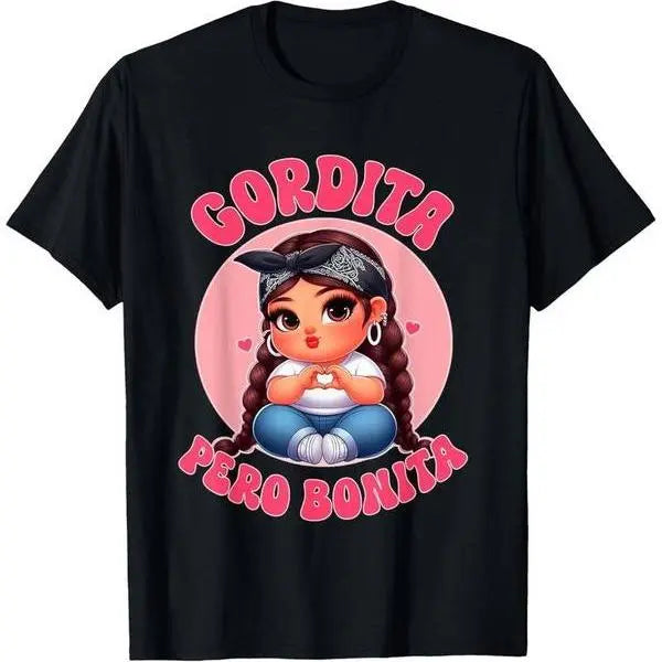 #TikTokShopRestock  Plus Size Fashions t Shirts Gordita Pero Bonita- Latina Chingona Mujer Chicana-Chula Cotton T-shirt - Perfect Christmas or Valentine'S Gift for Men and Women