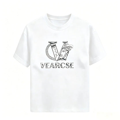 men's stylish pure cotton round-neck casual printed T-shirt, suitable for both men and women, perfect for fashionable and relaxed summer outfits.,summerwins