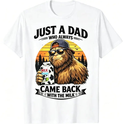 Humorous Bigfoot Milk Dad T Shirt Vintage Sunset Graphic Tee Sarcastic Came Back With The Milk Bigfoot Dad Shirt