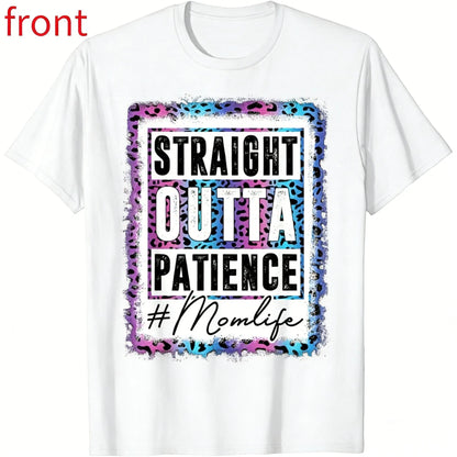 100%25cotton Sassy Mom Shirt Straight Outta Patience Leopard Mom Life T-Shirt Streetwear Tshirt