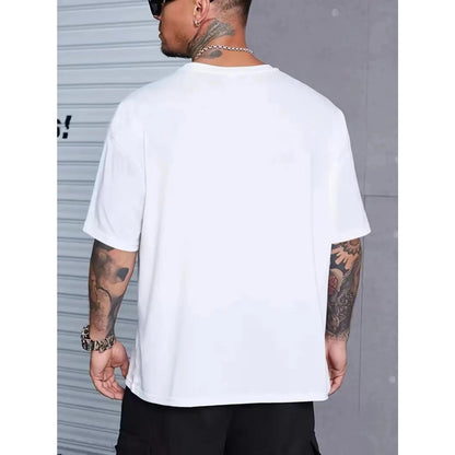 1pc Vintage Style Christmas Graphic Tee, Men'S Casual Plus Size T-Shirt with "Merry Christmas Shitter'S Full" Print, Polyester Knit Fabric, Round Neck, Loose Fit, Summer Season Top