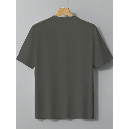 Men's Spandex Fabric Short-Sleeve Printed T-Shirt, Casual Summer Men's Top