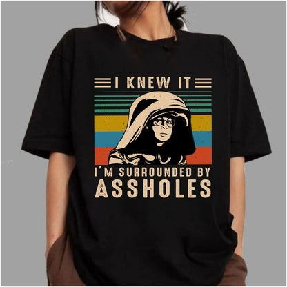 Men's Casual Fitted Round Neck Short-Sleeve Printed T-Shirt - Menswear, "I Knew It I'm Surrounded" Dark Helmet Spaceballs Inspired Unisex Graphic Tshirt