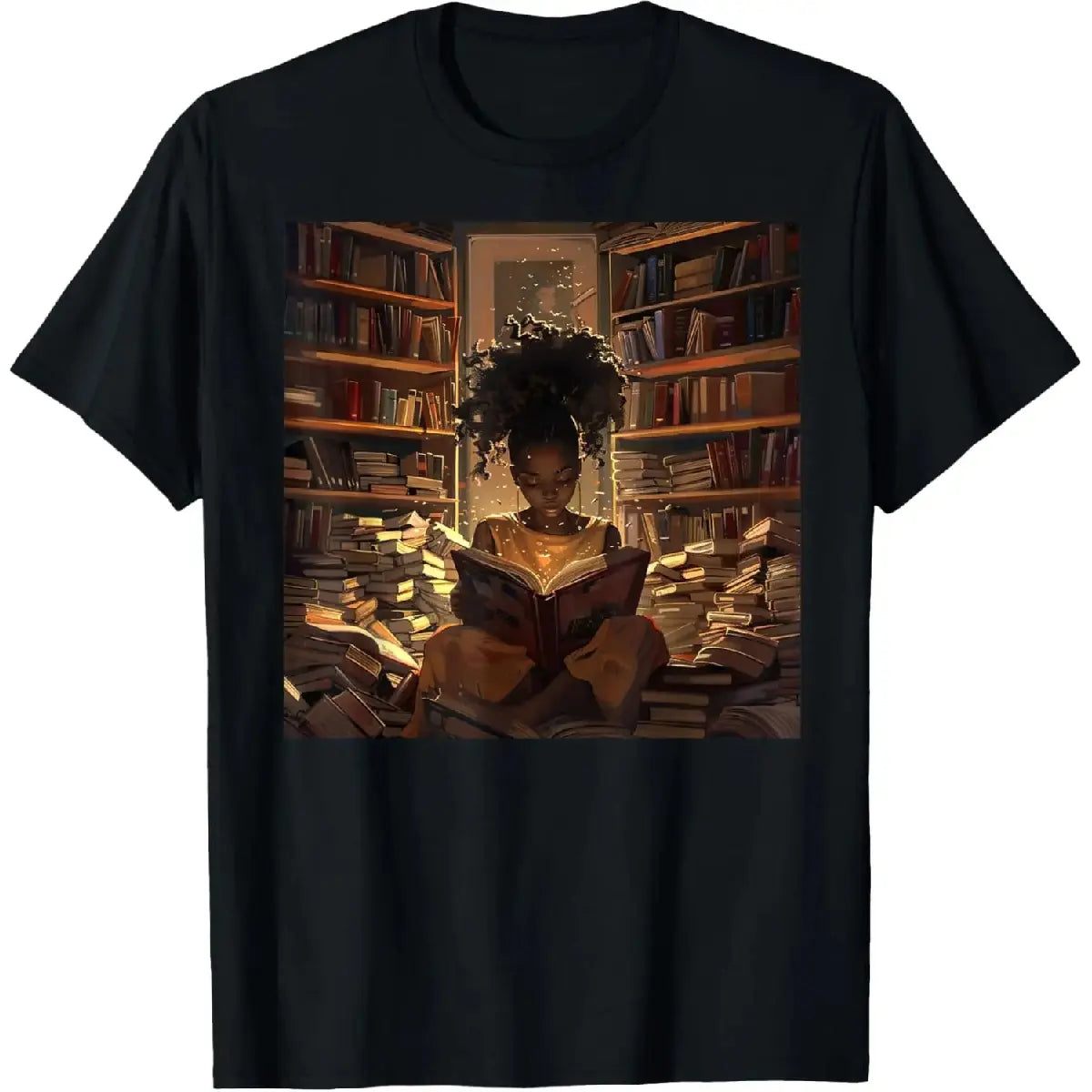 100%25 Cotton Melanin Afro Women Educated Reading Book Black History T-Shirt