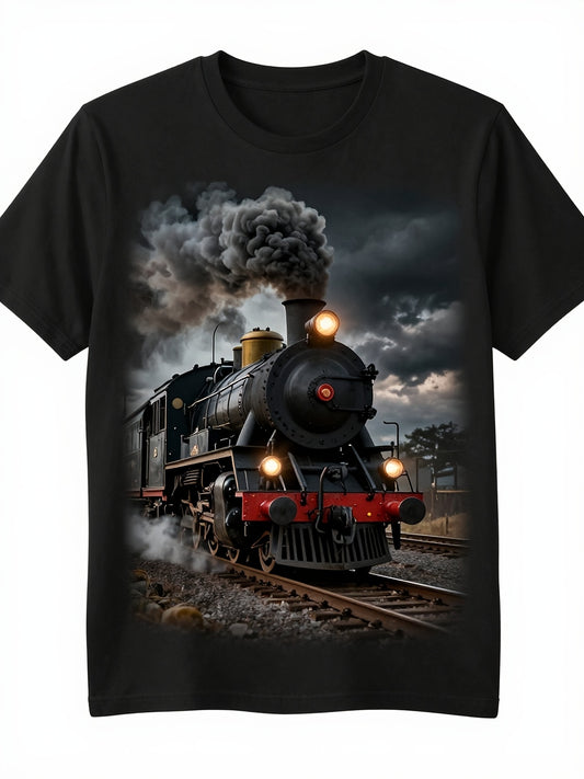 Retro Steam Engine 4014 Big TShirt Classic Train Graphic Tee Featuring a Famous Locomotive Design Washable Casual Shirt for Train Lovers Comfortable Casual TShirt Suitable for All SeasonsRetro Casual Crew Neck Printed T-Shirt