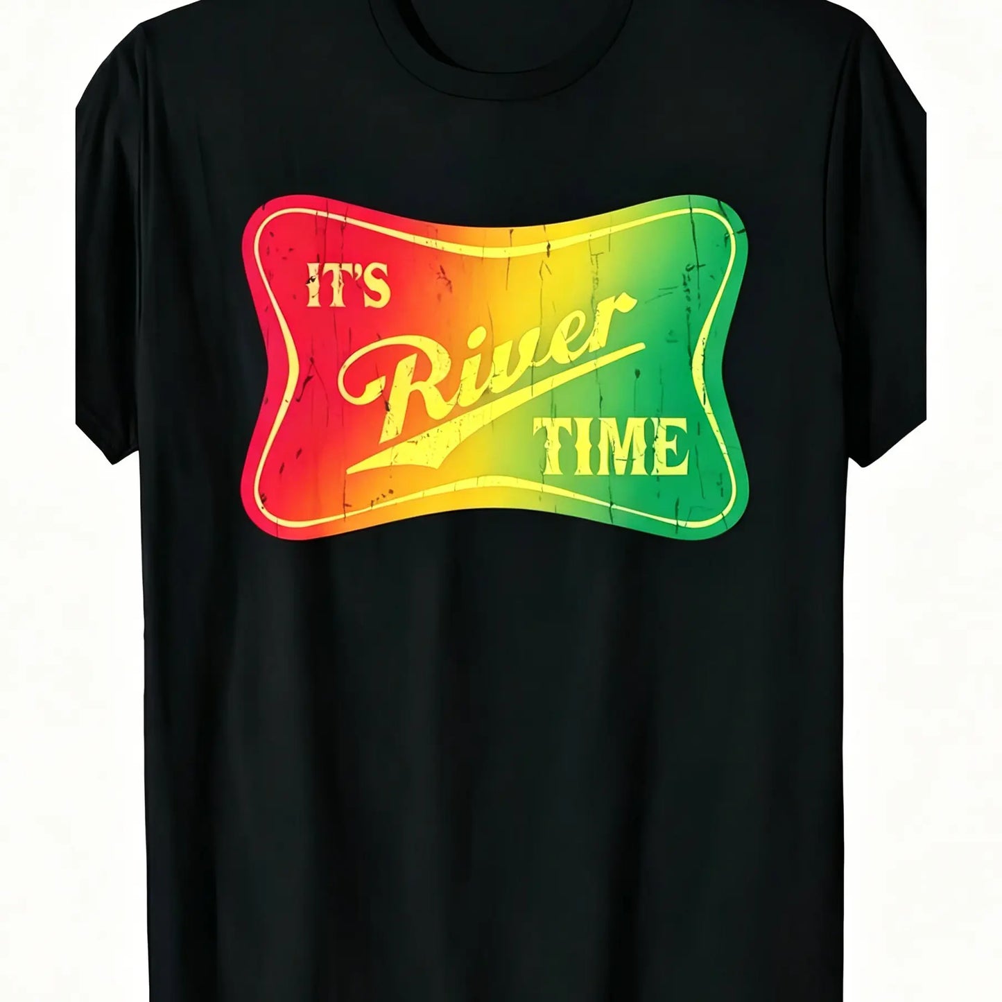 Its River Time T-Shirt River Life Summer Tee Lake Boating Shirt for WomenUnisex for Daily Wear 2025 Summer Trendy Streetwear Fashion Top Quality Comfortable Casual Printed T-shirt Pure Cotton Black Oversized Graphic Tshirt