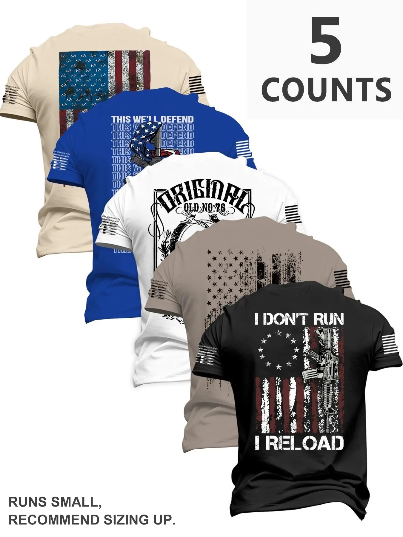 Men's Fashion Round Neck Casual Short Sleeve T-Shirt, Summer Comfortable Flag Print Outdoor Tee, Ideal for Daily Wear