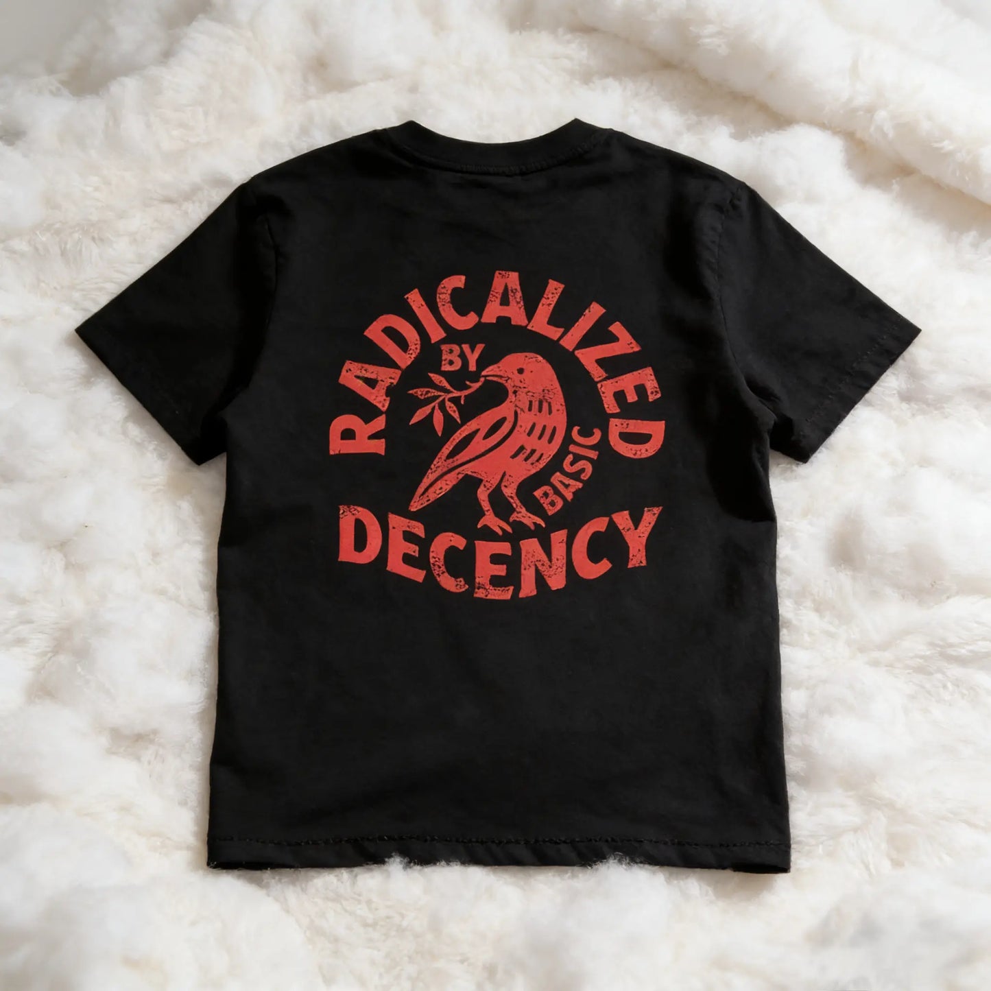 Unisex Cotton T-Shirt with "Radicalized By Basic Decency" Graphic, Vintage Style Streetwear, Political Protest Activist Gift, Tshirt, Clothes