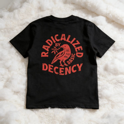 Unisex Cotton T-Shirt with "Radicalized By Basic Decency" Graphic, Vintage Style Streetwear, Political Protest Activist Gift, Tshirt, Clothes