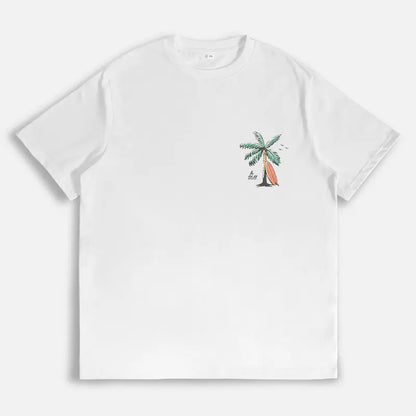 Christian Bible Verse Pattern T Shirt, Beachy Backprint Tops, Trendy Coconut Tree Shirt Unisex Tee Teen Baptism Gift Ocean Inspired Style