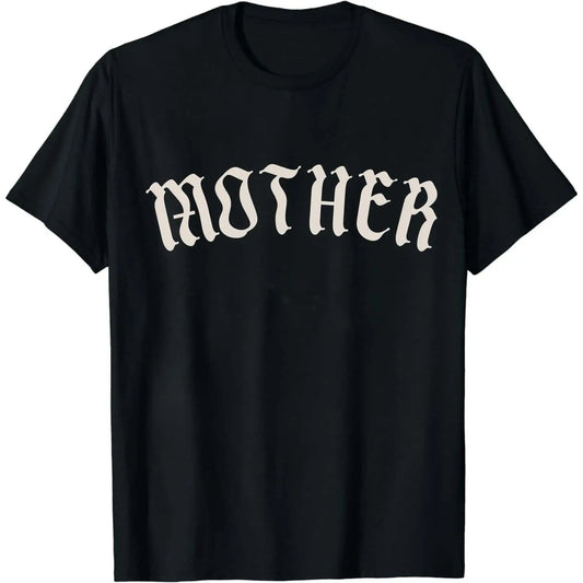 Women's Gothic Oversized Mom T-Shirt - Crew Neck, Short-Sleeve, Soft Cotton Fabric, Smooth Seamless Solid Casual Top, Trendy Alternative Metal Core Old English Graphics Sublimated