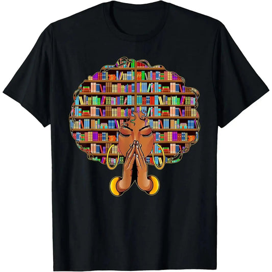 Celebrating Black History Month with Afro Women Girls Book Lover Librarian TShirt Outfit Ideas