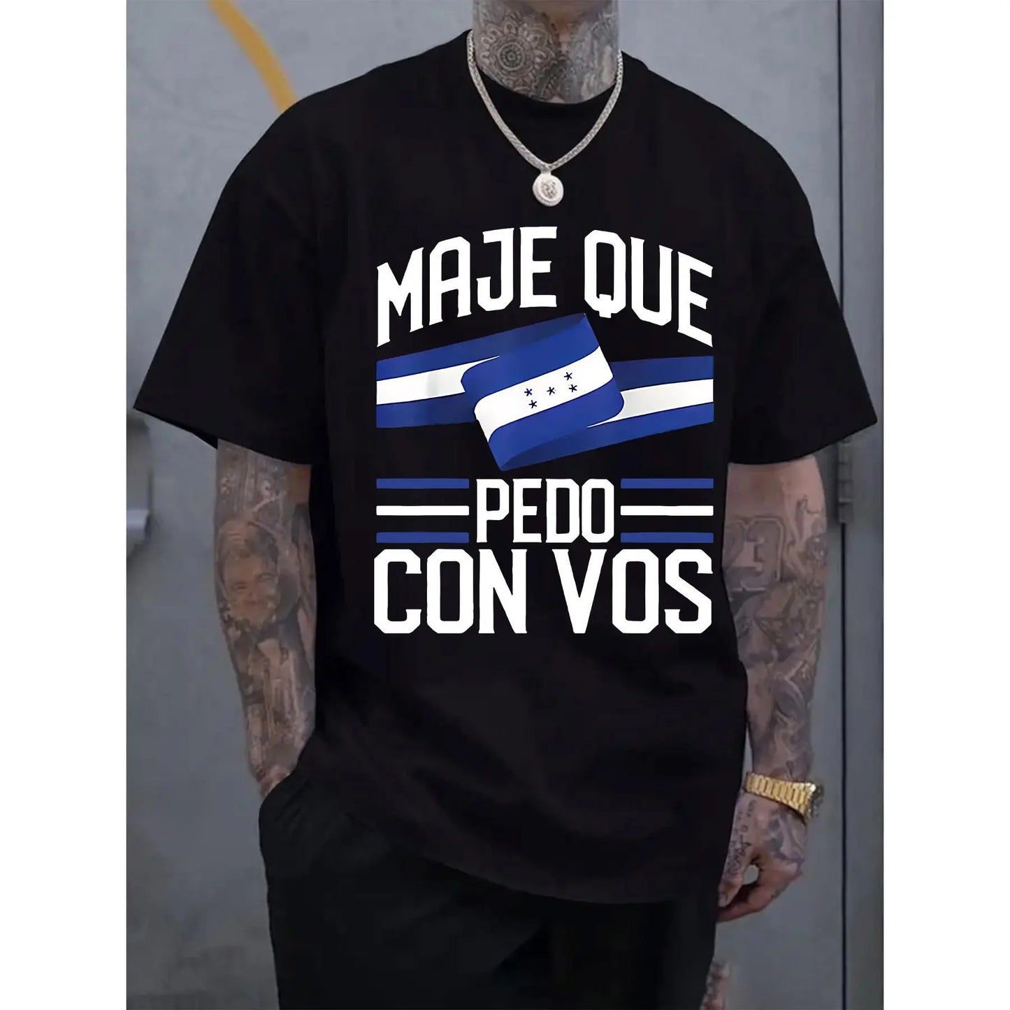 Men's Honduras Flag Print T-Shirt, Casual Short Sleeve Round Neck Tee for Summer and Spring, Men's Outdoor Wear