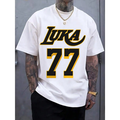 Basketball Icon Graphic Tee - LUKA Sleeveless Top, Breathable Cotton Sportswear for Training & Casual Fans