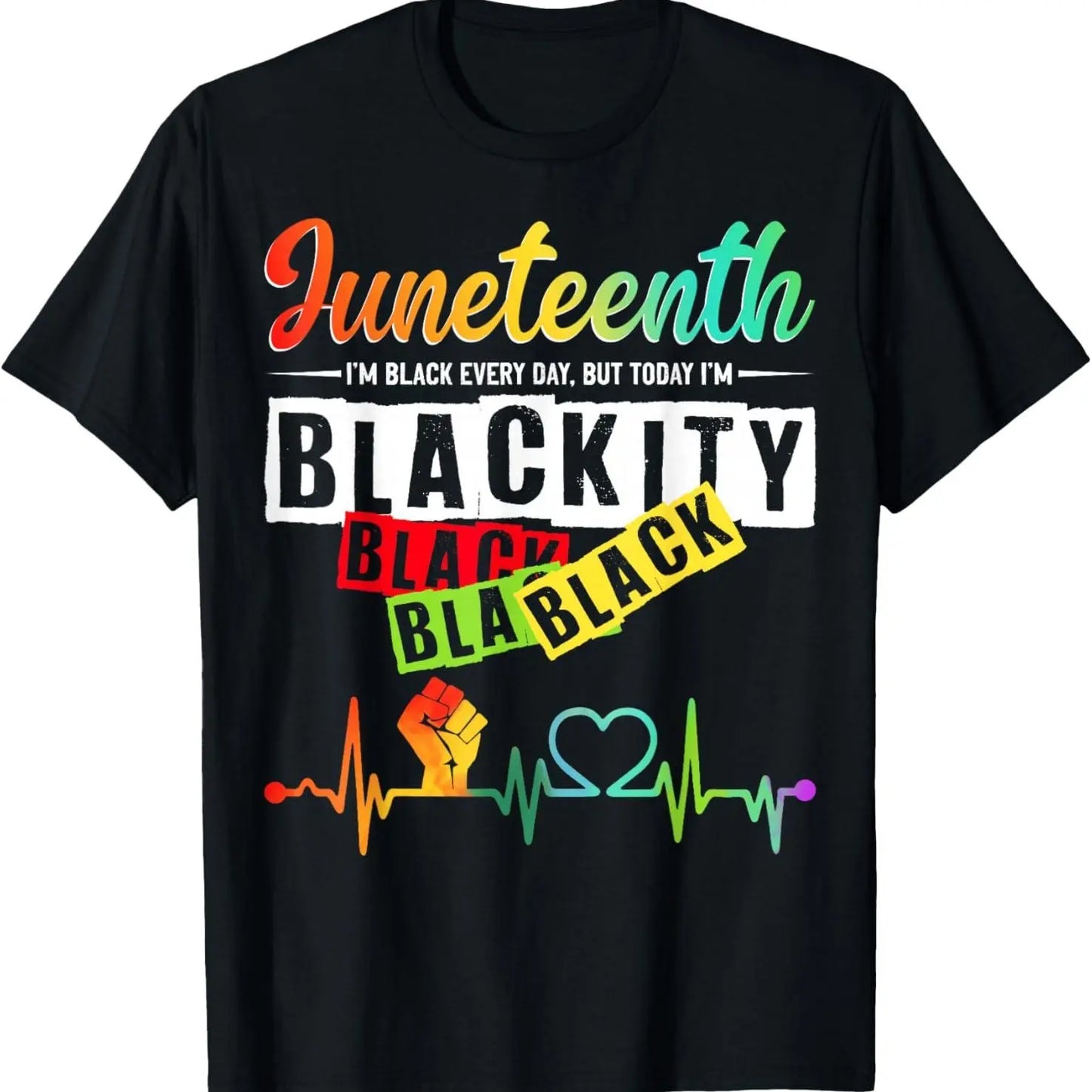 100%25 Cotton Juneteenth Blackity Heartbeat Black History African America T-Shirt