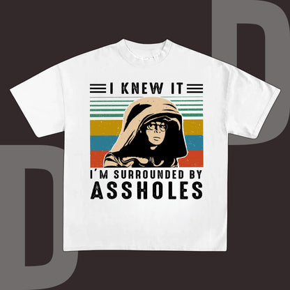 Men's Casual Fitted Round Neck Short-Sleeve Printed T-Shirt - Menswear, "I Knew It I'm Surrounded" Dark Helmet Spaceballs Inspired Unisex Graphic Tshirt
