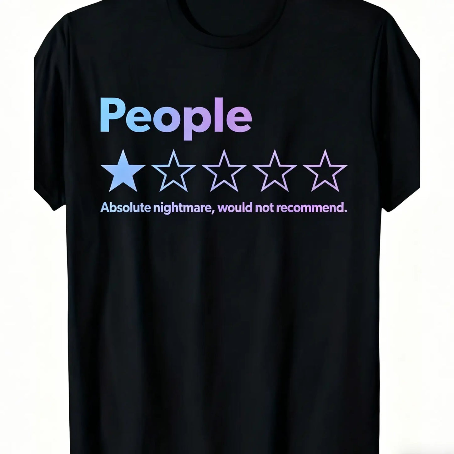 Mens Oversized Short-Sleeve Streetwear Top, 100%25 Cotton Sarcastic Review Graphic Tee - Negative Rating Funny Print, Soft Breathable Fabric, Casual Round Neck Menswear, Funny Gift