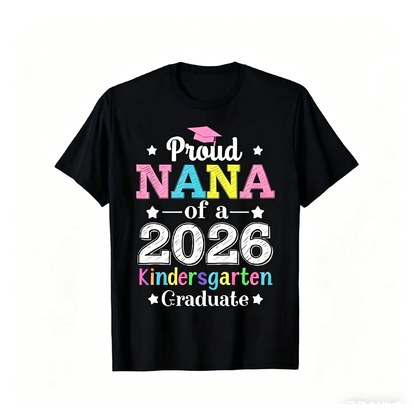 Grad Mom 2026: Proud Mom of a 2026 Kindergarten Graduate T-Shirt - Colorful Diploma Design Same Style for Men and Women 2026 Summer Short-sleeved Printed T-shirt 180G
