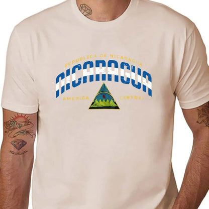 Men'S Casual "Republica de Nicaragua" Graphic T-Shirt - Short Sleeve, Round Neck, Lightweight & Breathable, Ideal for Summer & Spring Outdoor Activities, Outdoor Clothing | Graphic Tee | Comfortable Fit, Nicaragua Shirt