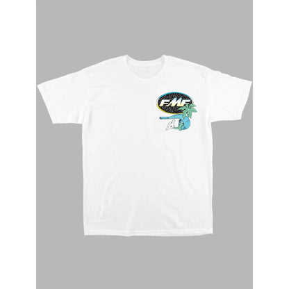 Men's American Street Style T-Shirt, Palm Tree Sunset Us Flag Print, Fmf Exhaust Pipe Design, Casual Summer Fitted Graphic Tee