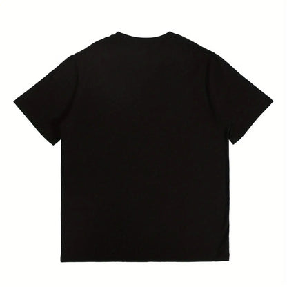 100%25 Cotton Summer T Shirts Mens Funny Print Cotton Top Casual Short Sleeve Crew Neck T Shirt Mens Clothing For Outdoor Black -1 A79 T-Shirt For Men and Women
