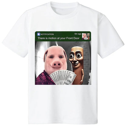 John Pork and Tung Tung Tung Sahur Front Door Motion Funny unisex T-Shirt